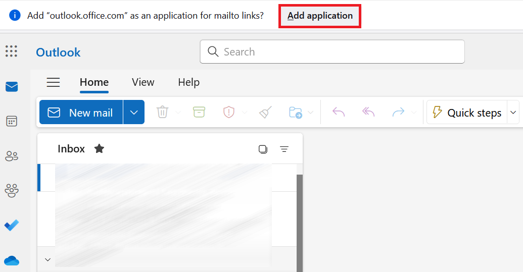 Outlook Web with reference to the default mail client in the Firefox browser Outlook Web with reference to the default mail client in the Firefox browser