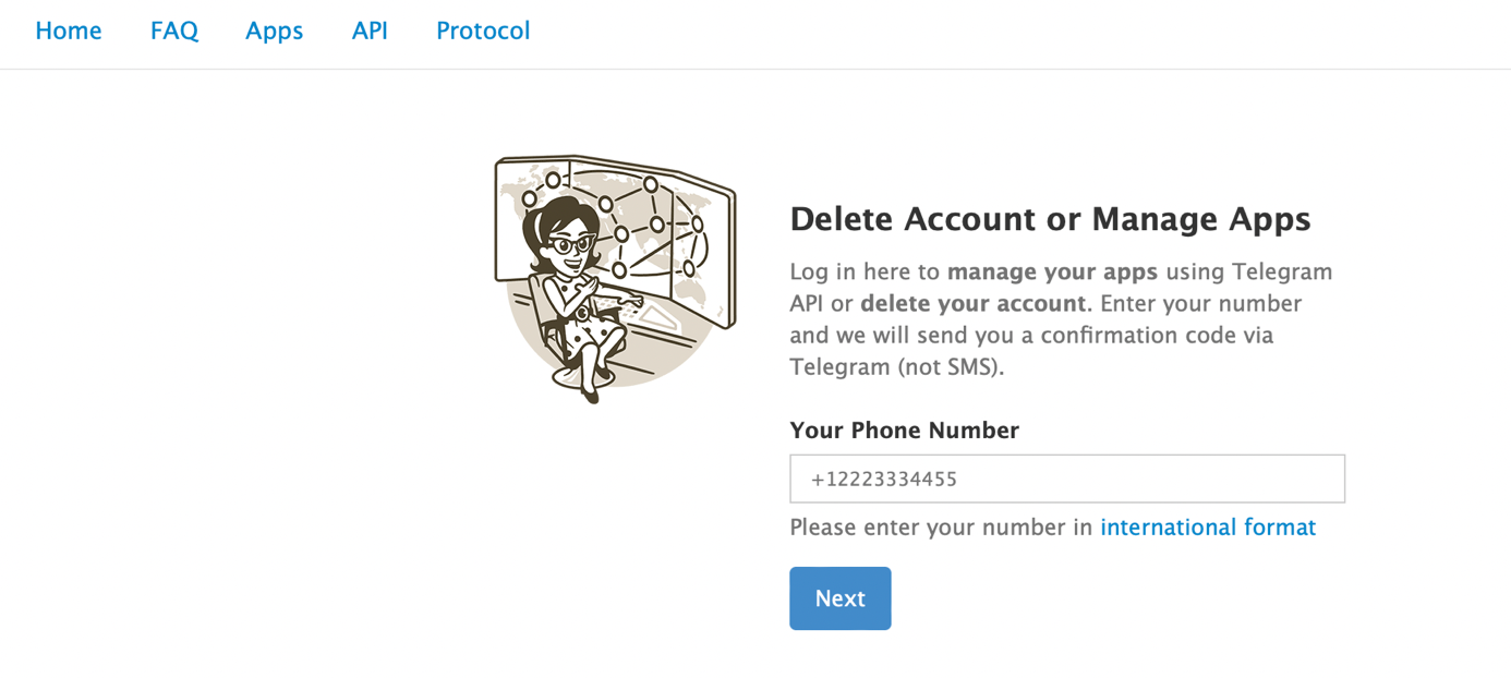 Telegram website in the browser Telegram website in the browser