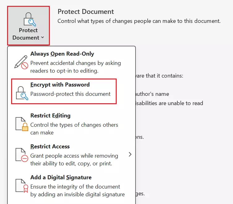 Word: Encrypt document with a password Image: Word: Encrypt document with a password