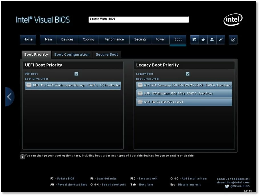 Image: Intel Visual BIOS: Boot Priority