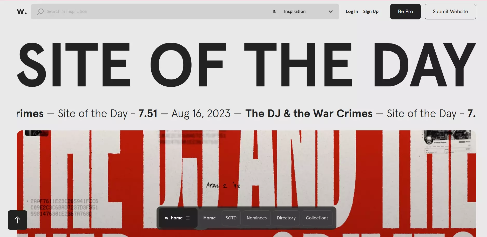 Screenshot of the Awwwards website Screenshot of the Awwwards website