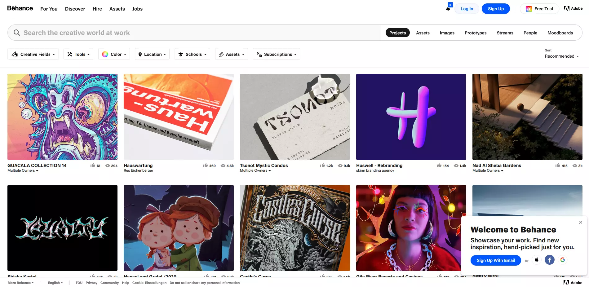 Screenshot of Behance’s website Screenshot of Behance’s website