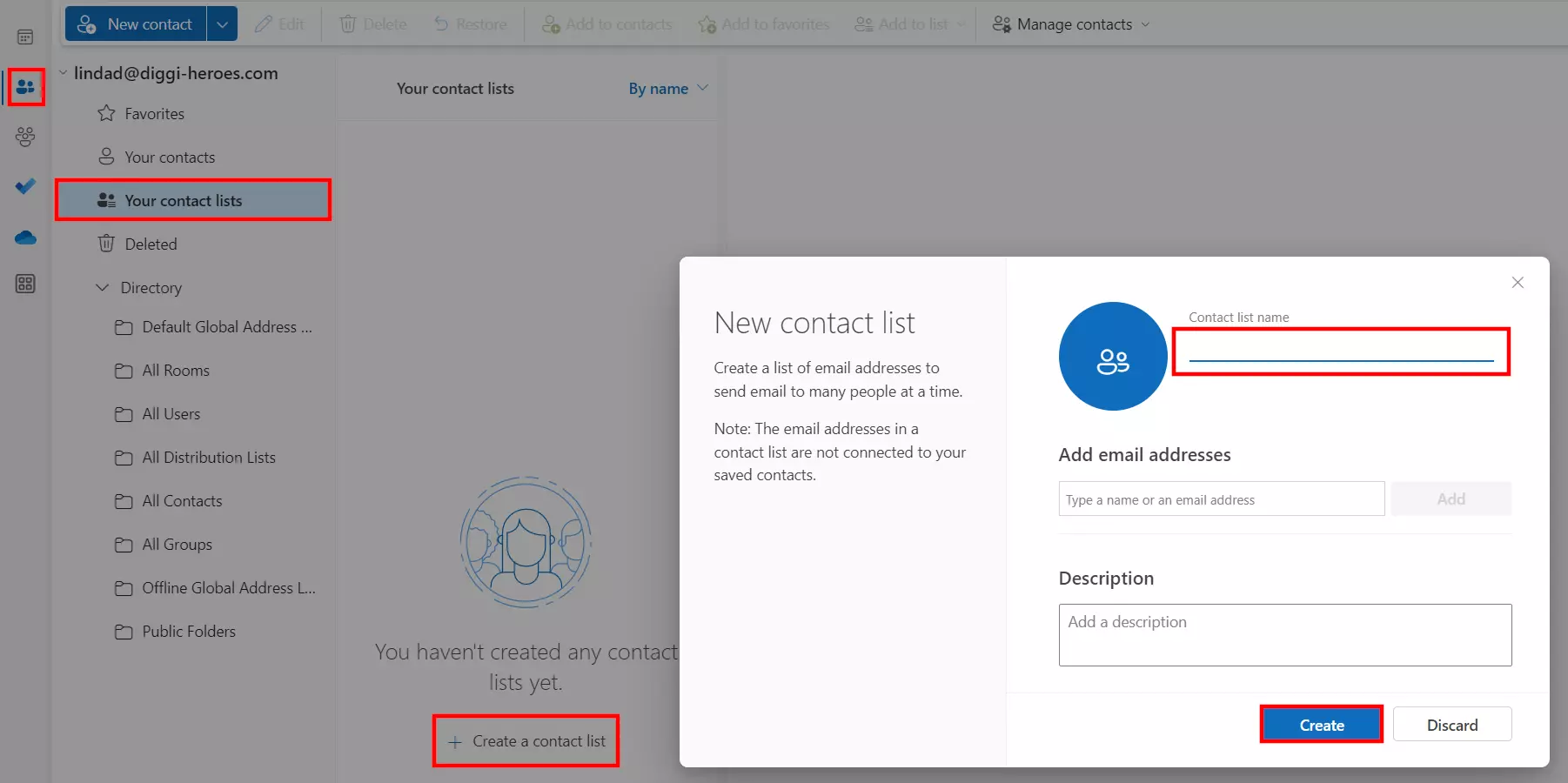 Outlook on the web: Create Outlook distribution list Outlook on the web: Create Outlook distribution list