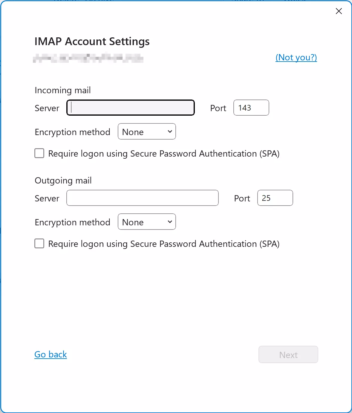 IMAP account settings IMAP account settings