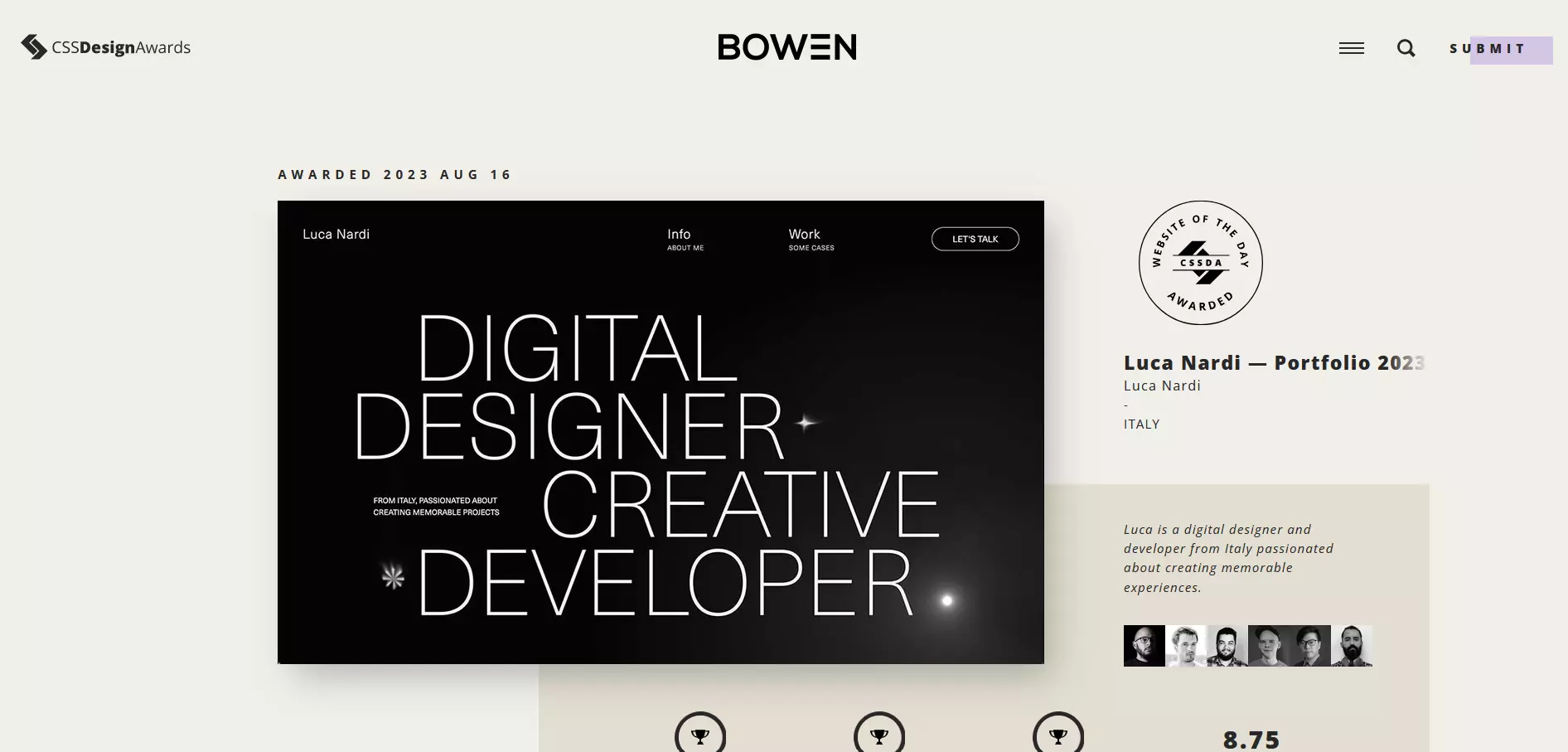 CSS Design Awards website CSS Design Awards website