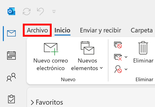 Cinta de opciones de Outlook Imagen: Cinta de opciones de Outlook