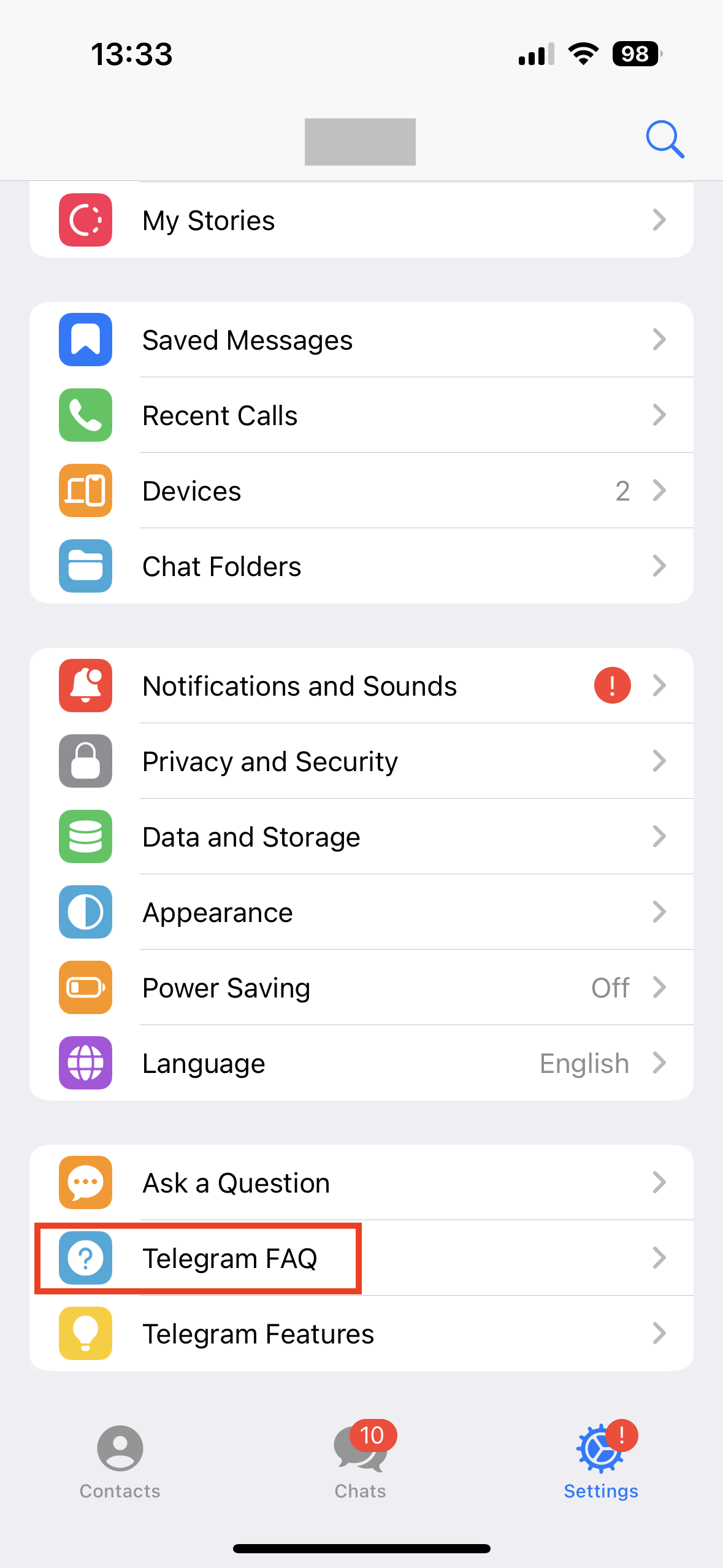 Ajustes de la app de Telegram Ajustes de la app de Telegram