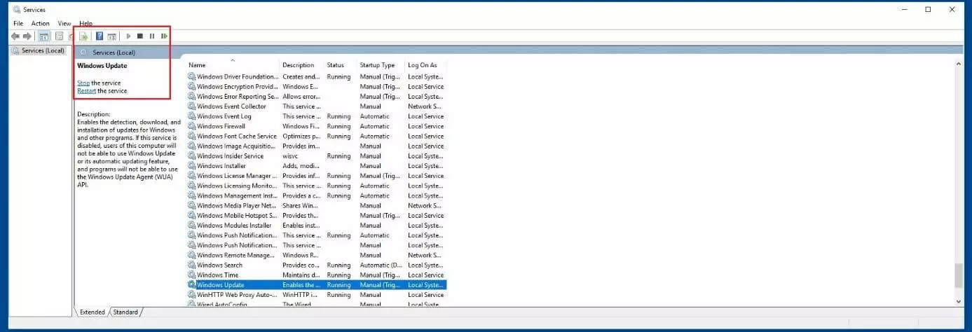 Imagen: Lista de servicios instalados en Windows