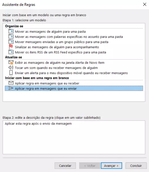 Use o Assistente de Regras para configurar o cancelamento de e-mails enviados pelo Outlook Use o Assistente de Regras para configurar o cancelamento de e-mails enviados pelo Outlook